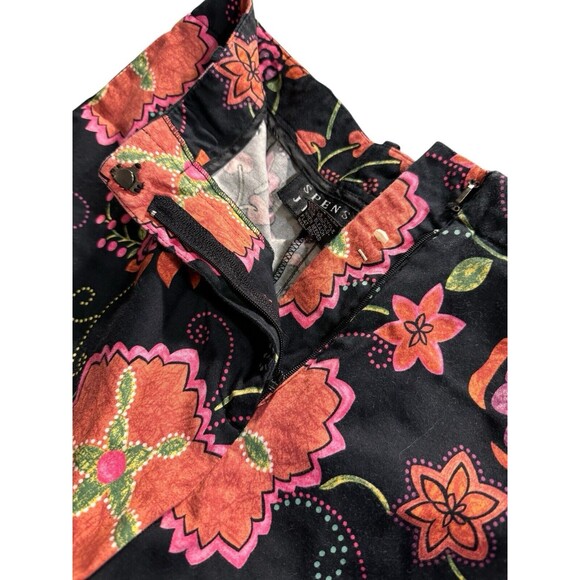 VTG Spenser Jeremy l Vintage 90’s Flower Print Capris 4 Black, orange and pink - Picture 9 of 11